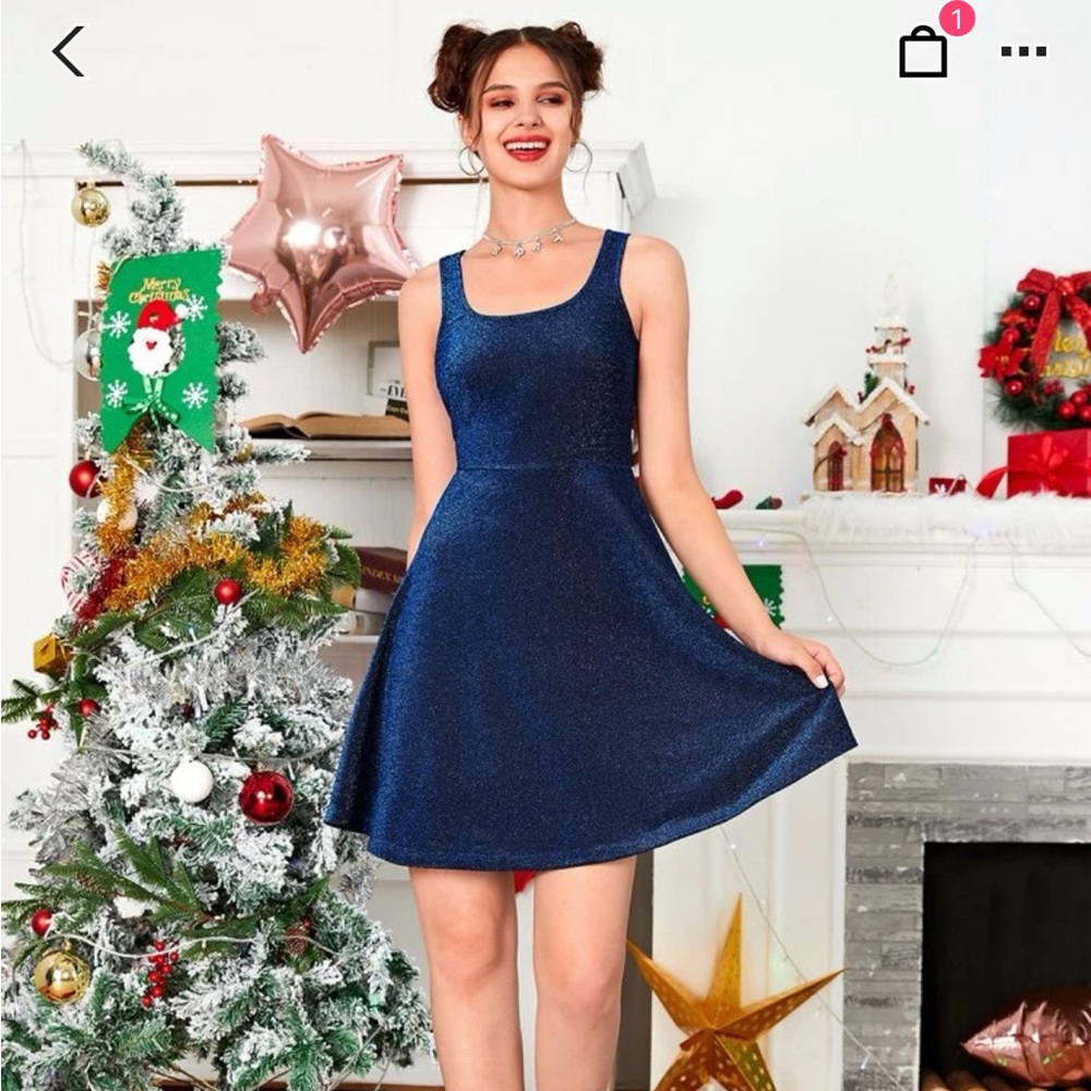 New NWT blue glitter zip back dress size xs perfect 4 wedding prom formal dance